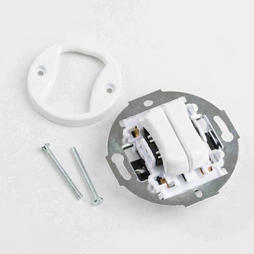 Reblig - Interruttore doppio per scale in stile retrò senza cornice n. 6+6 bianco neve