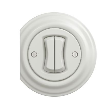 Reblig - Interruttore doppio per scale in stile retrò, senza cornice, n. 6+6, in ceramica bianca