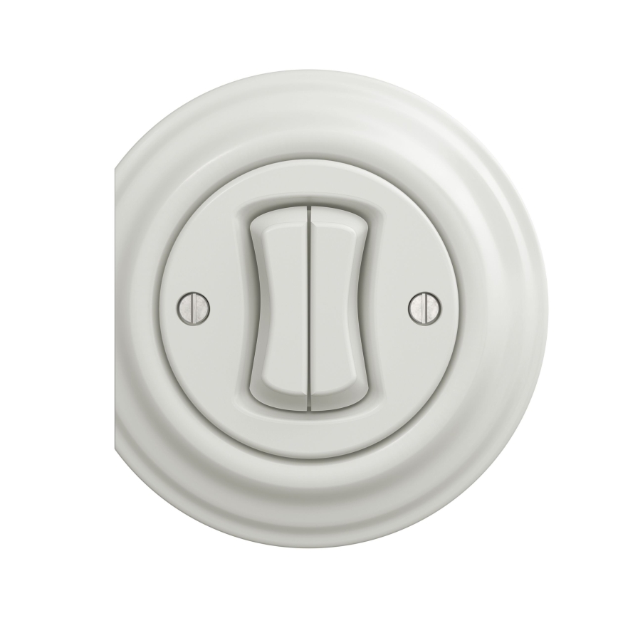 Reblig - Interruttore doppio per scale in stile retrò, senza cornice, n. 6+6, in ceramica bianca