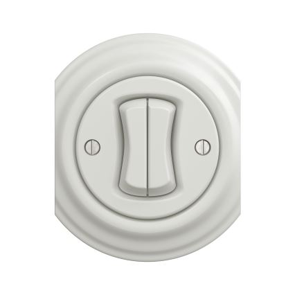 Reblig - Interruttore doppio per scale in stile retrò, senza cornice, n. 6+6, in ceramica bianca