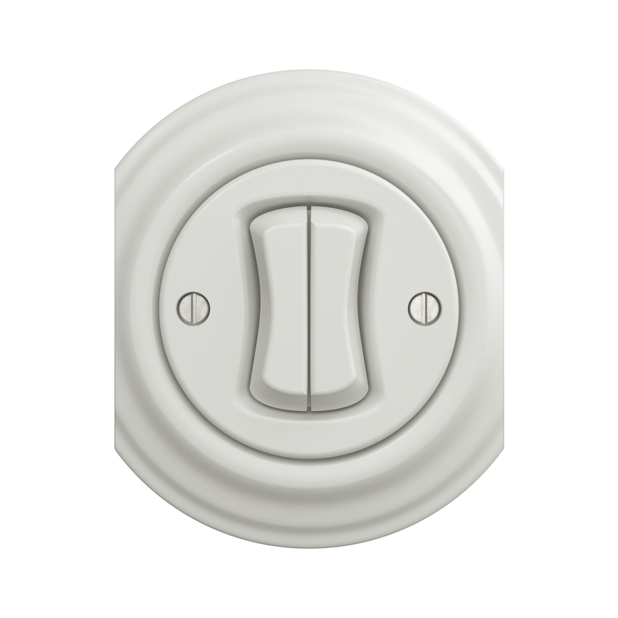 Reblig - Interruttore doppio per scale in stile retrò, senza cornice, n. 6+6, in ceramica bianca