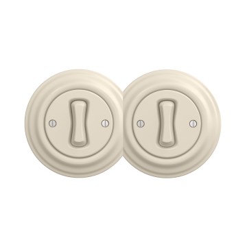 Reblig - Interruttore doppio unipolare in stile retrò con cornice n. 1, beige