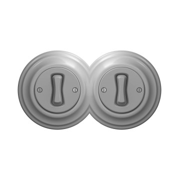 Reblig - Interruttore doppio unipolare in stile retrò con cornice n. 1 grigio