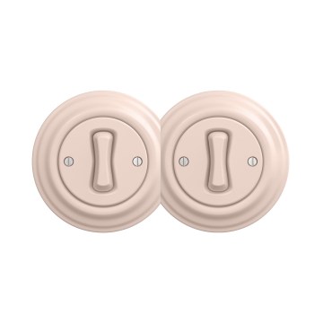 Reblig - Interruttore doppio unipolare in stile retrò con cornice n. 1 rosa antico