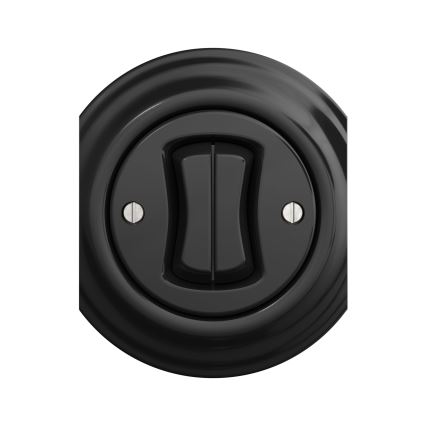 Reblig - Interruttore per scale doppio in stile retrò, senza cornice, n. 6+6, nero