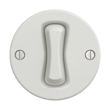 Reblig - Interruttore retrò per scale senza placca n. 6, bianco in ceramica