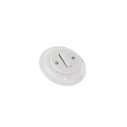 Reblig - Interruttore singolo in porcellana stile retrò con cornice n. 6, bianco