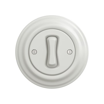 Reblig - Interruttore unipolare in stile retrò con cornice n. 1, bianco in ceramica