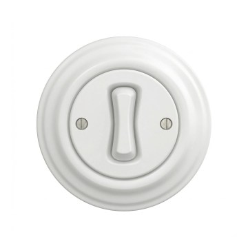 Reblig - Interruttore unipolare in stile retrò con cornice n. 1, bianco neve