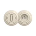 Reblig - Interruttore unipolare in stile retrò n. 1 e presa 230V con placca, beige