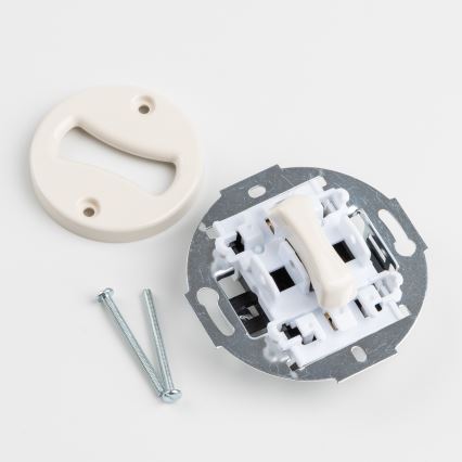 Reblig - Interruttore unipolare in stile retrò n. 1 e presa 230V con placca, beige