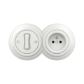 Reblig - Interruttore unipolare retrò n. 1 e presa 230 V con cornice, bianco neve