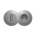 Reblig - Interruttore unipolare retrò n. 1 e presa 230V con cornice grigia