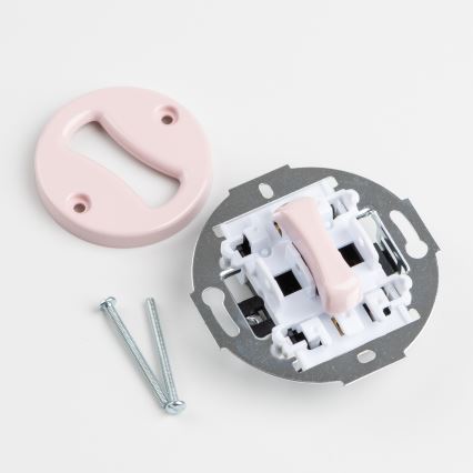 Reblig - Interruttore unipolare retrò n. 1 e presa 230V con cornice, rosa antico