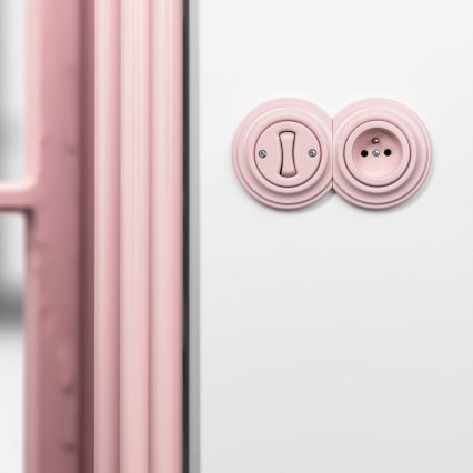 Reblig - Interruttore unipolare retrò n. 1 e presa 230V con cornice, rosa antico