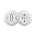 Reblig - Interruttore unipolare retrò n. 1 e presa SCHUKO 230 V con cornice color bianco neve