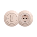 Reblig - Interruttore unipolare retrò n. 1 e presa SCHUKO 230V con cornice color rosa antico