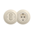 Reblig - Interruttore unipolare retrò n. 1 e presa SCHUKO 230V con placca beige