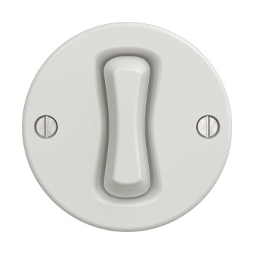Reblig - Interruttore unipolare stile retrò senza cornice n. 1, bianco in ceramica