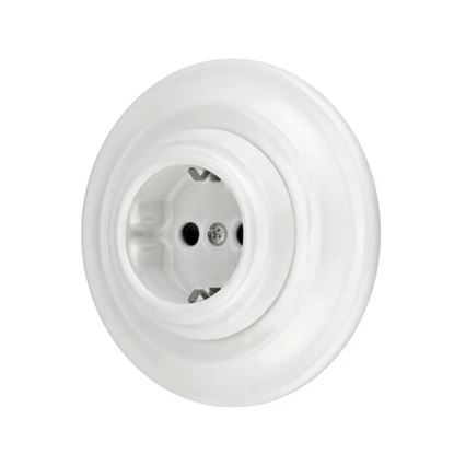 Reblig - Presa domestica in porcellana stile retrò con placca SCHUKO 250V/16A bianca