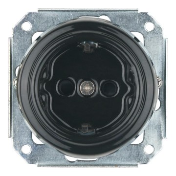 Reblig - Presa da parete in porcellana in stile retrò senza placca SCHUKO 250V/16A nera
