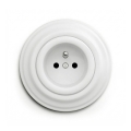 Reblig - Presa da parete in stile retrò con cornice 230 V bianco neve