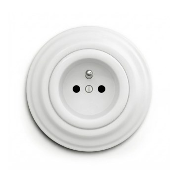 Reblig - Presa da parete in stile retrò con cornice 230 V bianco neve