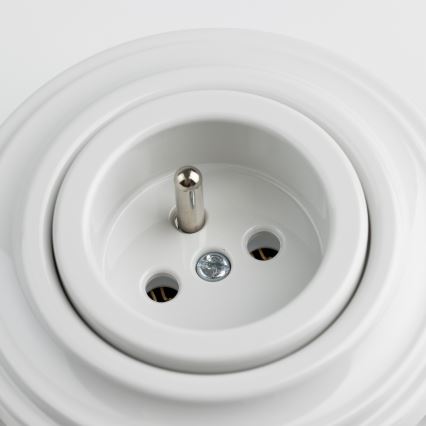 Reblig - Presa da parete in stile retrò con cornice 230 V bianco neve