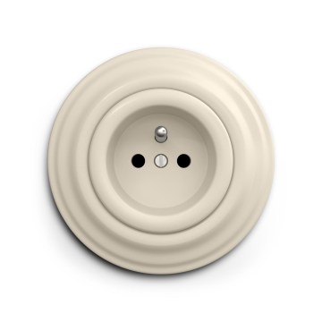 Reblig - Presa da parete in stile retrò con placca 230V beige