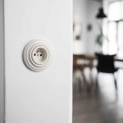 Reblig - Presa da parete in stile retrò con placca 230V beige