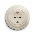 Reblig - Presa da parete in stile retrò con placca SCHUKO 230V/16A beige