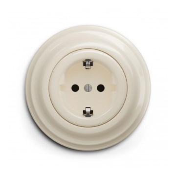 Reblig - Presa da parete in stile retrò con placca SCHUKO 230V/16A beige