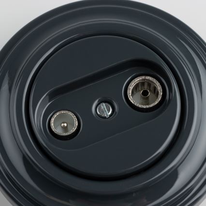 Reblig - Presa da parete per TV e radio in stile retrò (passante) con cornice antracite