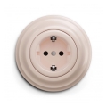 Reblig - Presa da parete retrò con cornice SCHUKO 230V/16A rosa antico