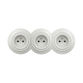Reblig - Presa da parete tripla in stile retrò con cornice, 230 V, in ceramica bianca