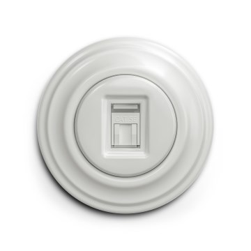 Reblig - Presa dati retrò con cornice in ceramica bianca