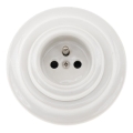 Reblig - Presa domestica in porcellana dal design retrò con cornice 250V/16A bianca