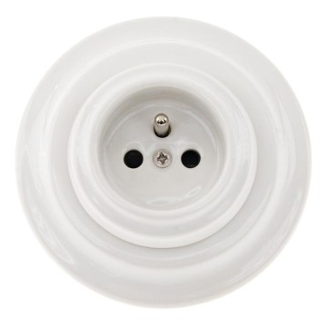 Reblig - Presa domestica in porcellana dal design retrò con cornice 250V/16A bianca