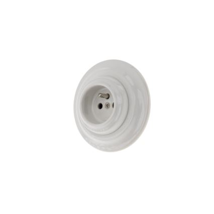 Reblig - Presa domestica in porcellana dal design retrò con cornice 250V/16A bianca