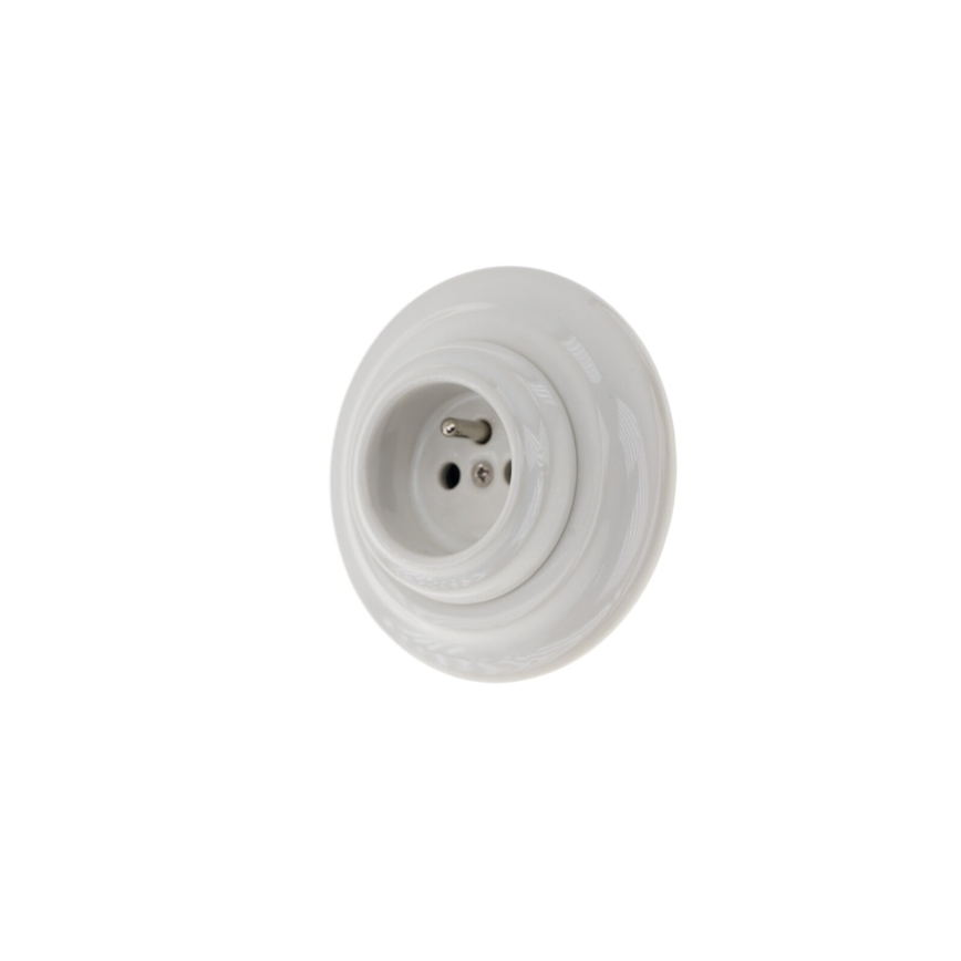 Reblig - Presa domestica in porcellana dal design retrò con cornice 250V/16A bianca