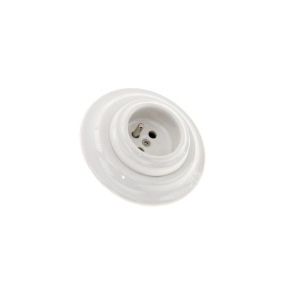 Reblig - Presa domestica in porcellana dal design retrò con cornice 250V/16A bianca