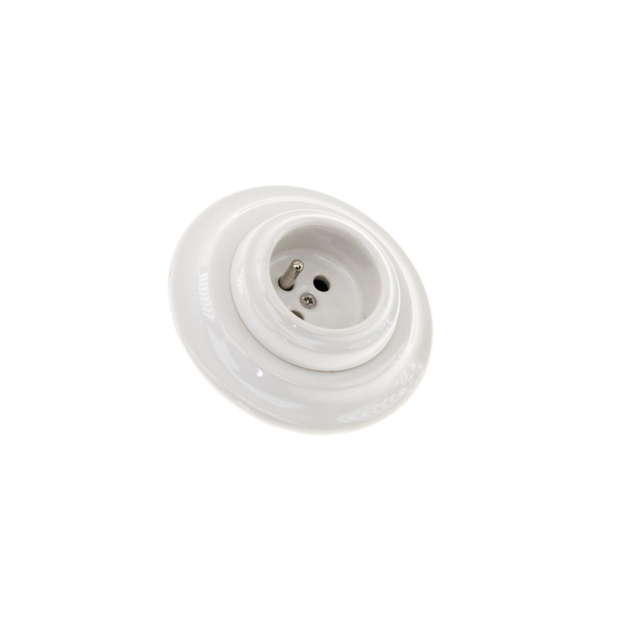 Reblig - Presa domestica in porcellana dal design retrò con cornice 250V/16A bianca