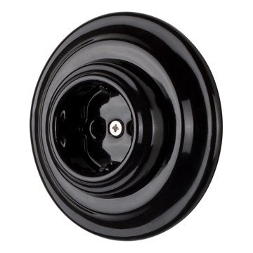 Reblig - Presa domestica in porcellana in stile retrò con cornice SCHUKO 250V/16A, nera