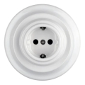 Reblig - Presa domestica in porcellana stile retrò con placca SCHUKO 250V/16A bianca
