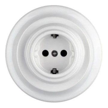 Reblig - Presa domestica in porcellana stile retrò con placca SCHUKO 250V/16A bianca