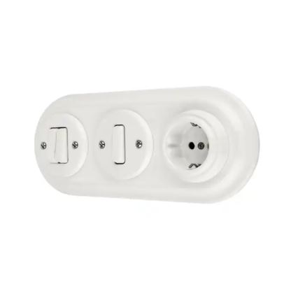Reblig - Presa domestica in porcellana stile retrò senza cornice 250V/16A bianca