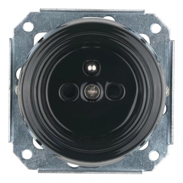 Reblig - Presa domestica in porcellana stile retrò senza cornice 250V/16A, nera