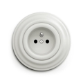 Reblig - Presa domestica in stile retrò con cornice 230V in ceramica bianca