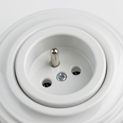 Reblig - Presa domestica in stile retrò con cornice 230V in ceramica bianca