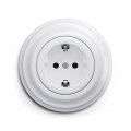 Reblig - Presa domestica in stile retrò con cornice SCHUKO 230V/16A bianco neve
